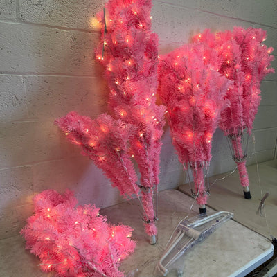 7.5ft Pre-Lit Pink Christmas Tree with Remote, Metal Base & Bright White Lights