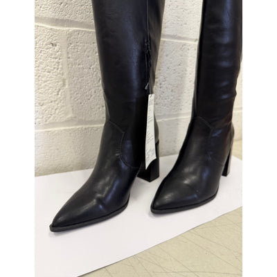 The Drop Women's Cassandra Knee-High Block Heel Western Boot, Black, Size 10