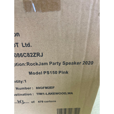 RockJam Bluetooth karaoke party machine speaker 2 microphones LED 10-watt PINK