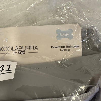 Koolaburra UGG Pet Reversible Hooded Raincoat for Dogs 17-18" Collar, Gray Large
