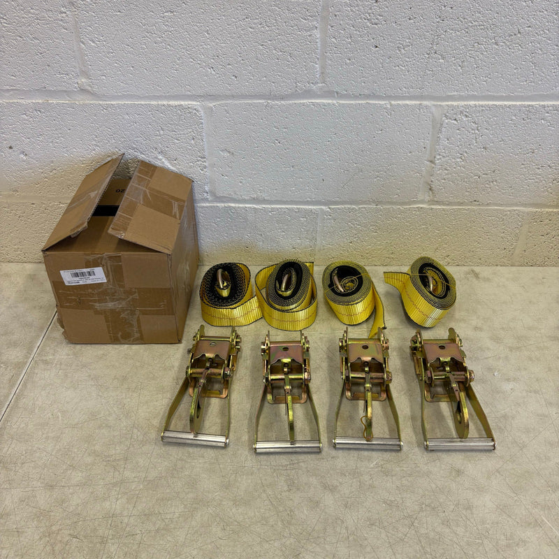 Waltyotur 4 Pcs Auto Lanyard Ratchet Straps 2 x 96 Classic Yellow 3300 LB CAP