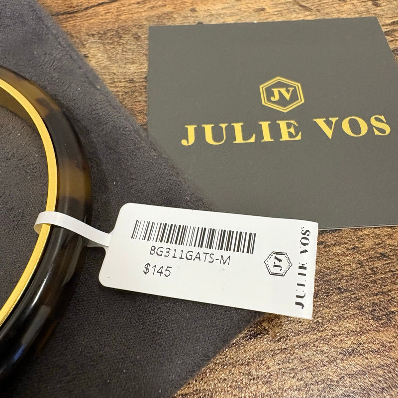 Julie Vos Madison Statement Bangle Carnaby Gold & Acrylic Tortoiseshell - Medium