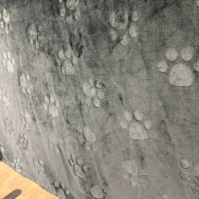 Ugg Dog Blanket 40" x 50" Paw Print Design, Dual Sided Fluffy & Soft Side, Black