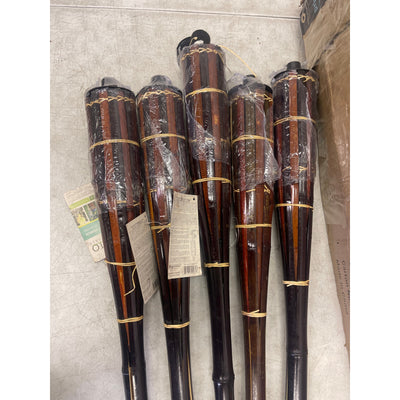 Patio Essentials 5 Ft Bamboo Torch, 5-Pack Dark Brown Bamboo Tiki Torches