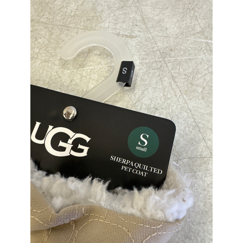 UGG Sherpa Quilted Pet Coat, Hook & Loop Straps, Soft & Cozy, Tan - Small Size