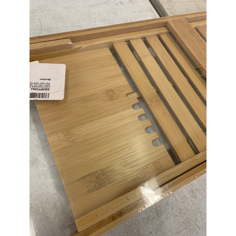 Home Intuition Luxury Expandable Bamboo Bathtub Tray Caddy Brown 27.75-41.5"