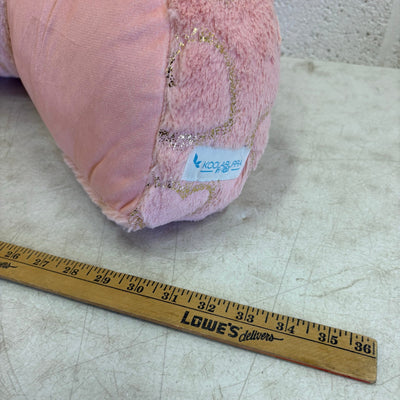 UGG Plush Backrest Pillow, 32"W x 16"H Reading Pillow Soft - Pink w Heart Design