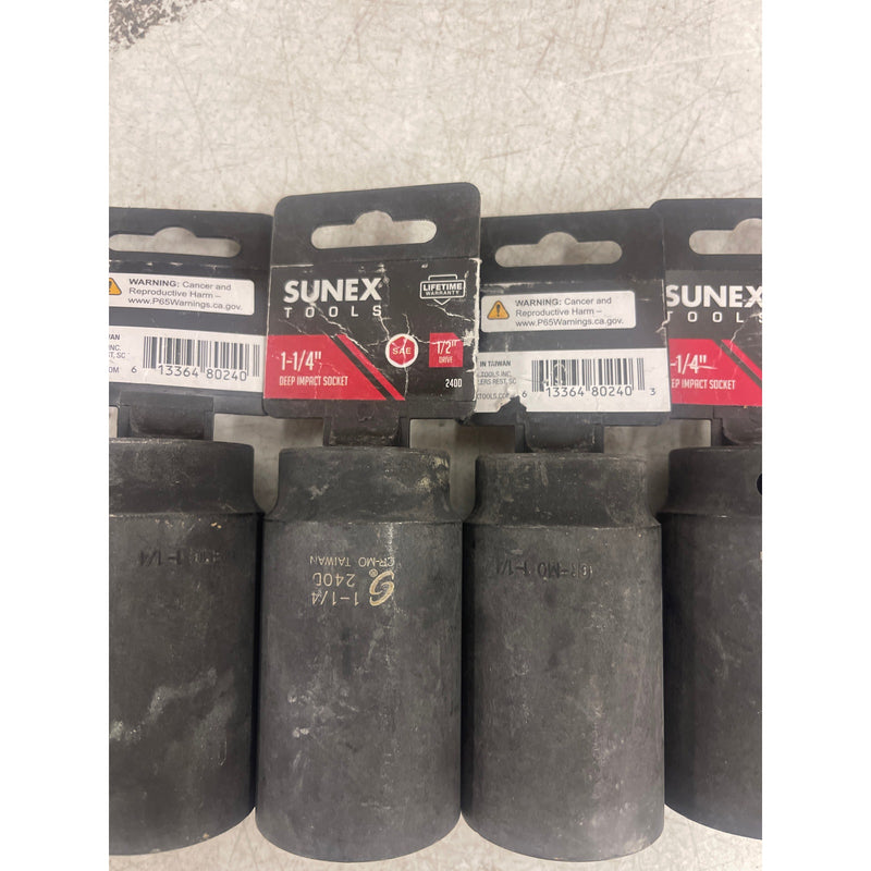 PACK OF 4 - SUNEX TOOLS 240D 1/2" Drive Deep Impact Socket - 1-1/4"