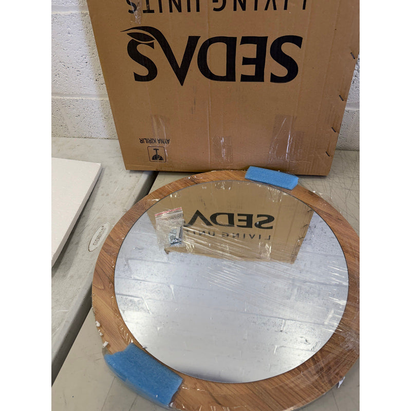 Sedas Living Units 16.5 " Round Mirror with 1.5" Wood Frame, Circular Mirror