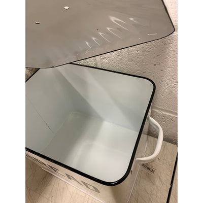 Audrey's White Enamelware Bread Box With Lid, Metal 11 X 14 x 9"