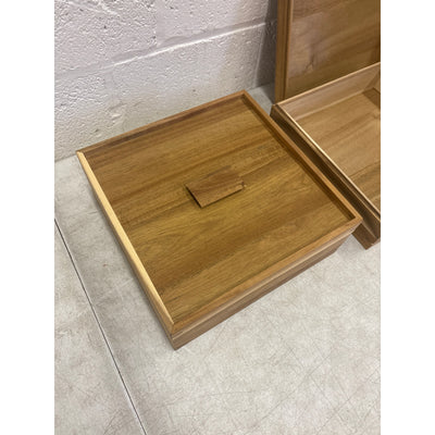 2-PACK Oranbulb Acacia Wood Pizza Dough Proofing Box w Lid 12 x 12 x 4.5in Each