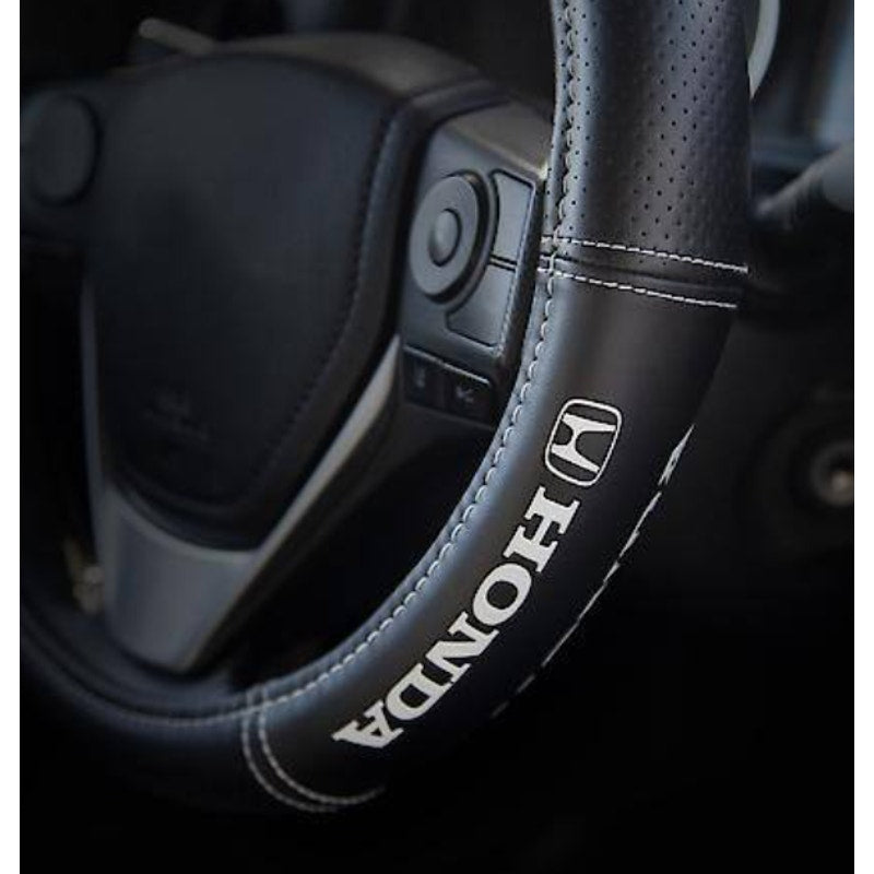 Plasticolor Honda Deluxe Steering Wheel Cover: Leather-Like, Fits 14.5-15.5"
