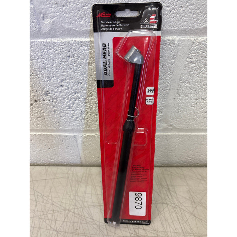 Milton Industries Service Gage Dual Head 10-160PSI Non Slip Poly Coating - Black