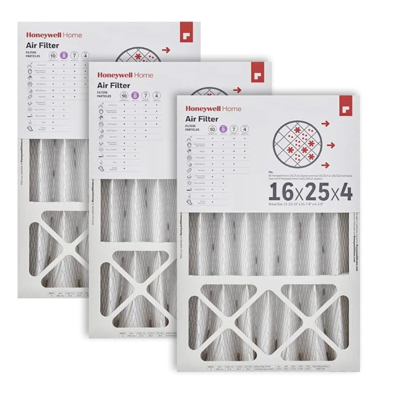 3-Pack Honeywell 16x25x4 MERV 8, AC Furnace Air Filter, CF408F1625-3PKAM