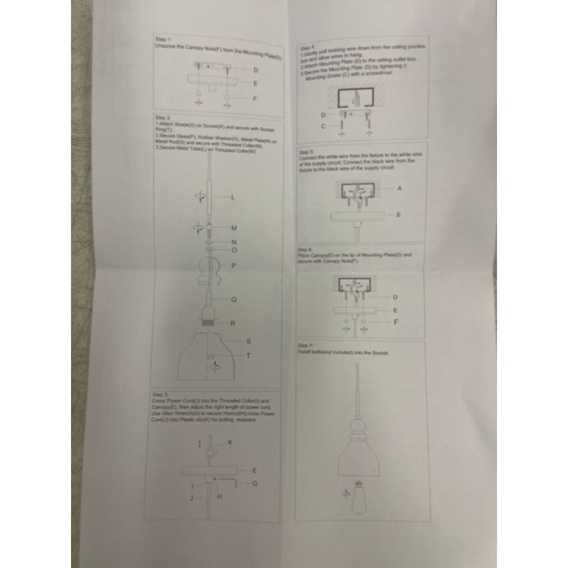 3-Pack Dolaimi House 1-Light Kitchen Island Pendant Ceiling Light 6.5" Glass