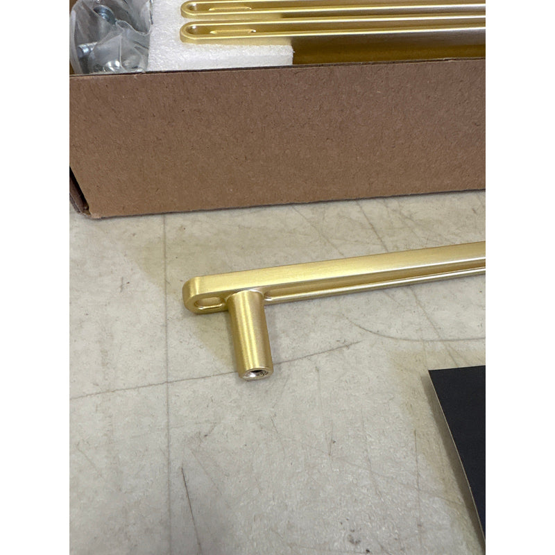 Goo-Ki 6-Pack 7-1/2" Hole Center Cabinet Pulls Light Brushed Brass, Hardware