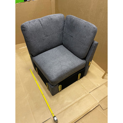 28x28x25 Inches Corner Chair w Cushions, Sectional Piece, No Feet, Gray