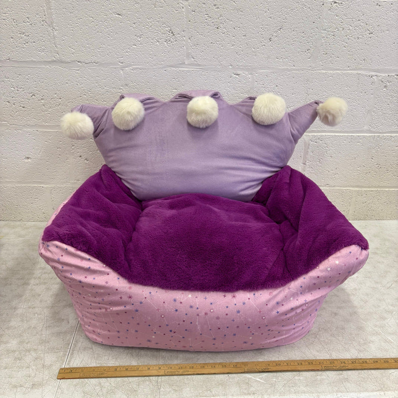 Bean Bag Chair Comfy Plush Kids Furniture, Pink & Purple Crown & Stars Design