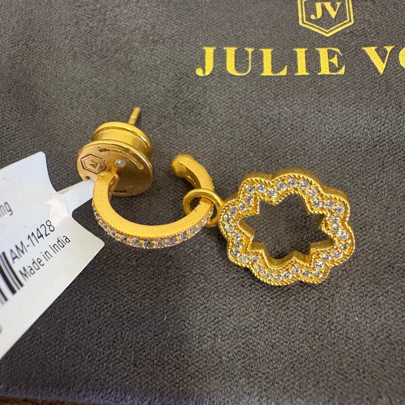 Julie Vos Odette Hoop & Charm Earring, 24K Gold Plated, Cubic Zirconia, Hoop