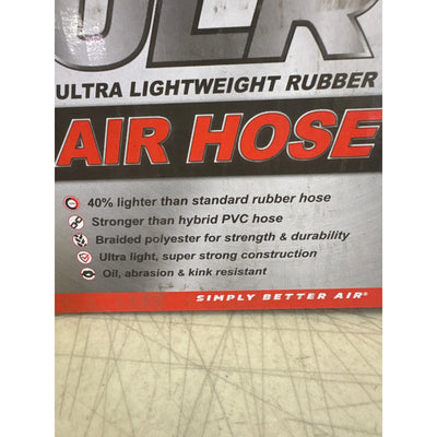 Milton Industries 1/4"x50' Rubber Air Hose, Ultra Lightweight 300 Max PSI - Red