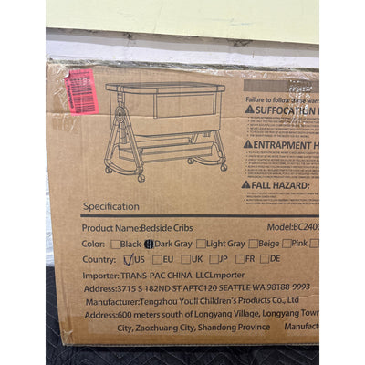 Bedside Baby Bassinet, 4 in 1 Portable Bassinet w Wheels, Adjustable Height Grey