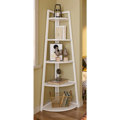 Tribesigns 5-Tier Corner Shelves 70" Tall Corner Ladder Shelf Bookshelf White