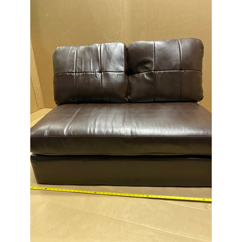 46 x 29 x 27" Sectional Piece, Love Seat, Floor Seat, No Feet, Brown Leather