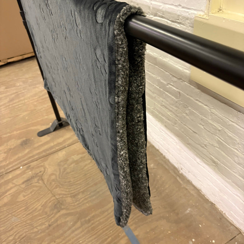 Ugg Dog Blanket 40" x 50" Paw Print Design, Dual Sided Fluffy & Soft Side, Black