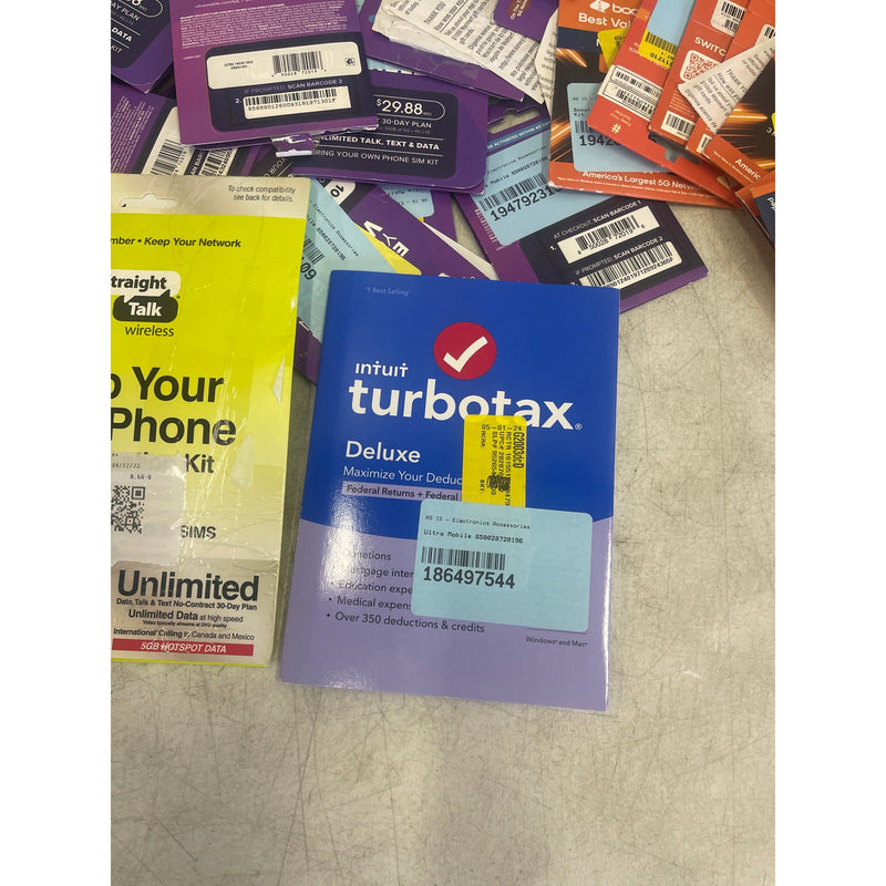 UNVERIFIED LOT OF 87 Mobile SIM Cards - Assortment of Brands & Plans
