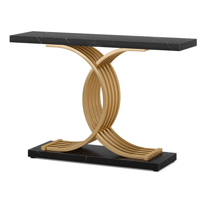 Tribesigns 39" Console Table, Narrow Faux Marble Entryway Hallway Table Gold