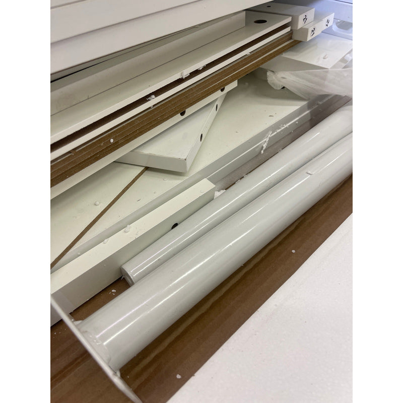 Tribesigns 55" Modern Computer Desk w 5-Storage Drawers, Reversible, White, READ