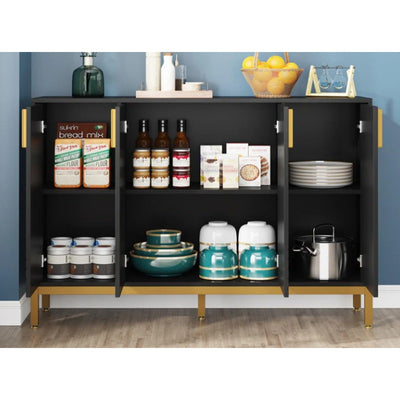 Tribesigns Luxury Buffet Cabinet w Storage, 59" Kitchen Sideboard Cabinet Black