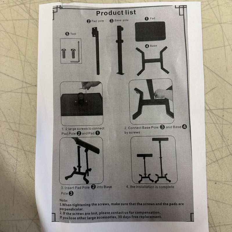 Tattoo Armrest Stand, Adjustable Height & Tilt, Rubber Anti-Slip Pad - Black