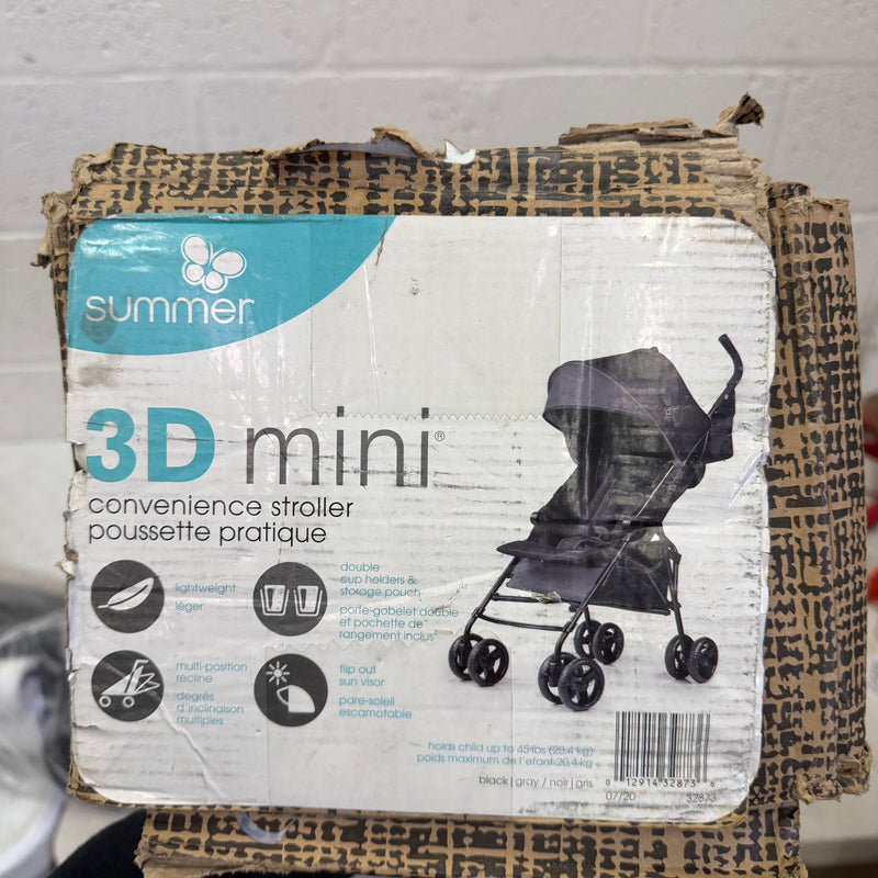 Ingenuity 3D Mini Convenience Stroller, Lightweight Compact Fold - Black & Gray