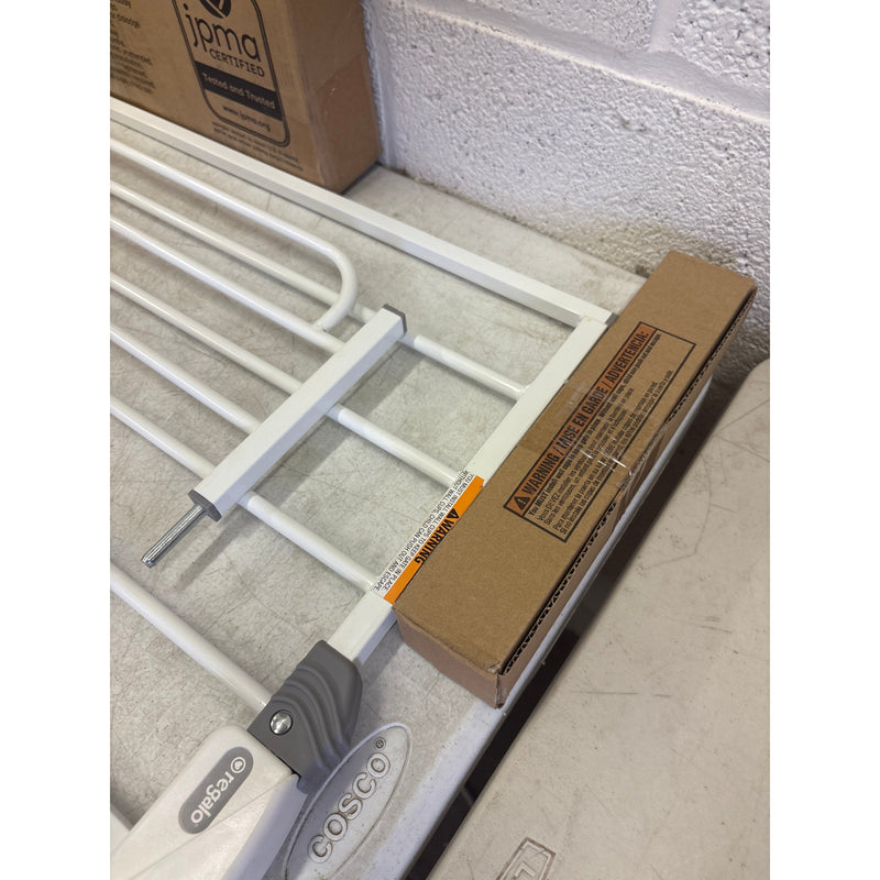 Regalo Baby Pet Gate Easy Step Metal Walk-Through Gate, White, 30"Hx29-38"W