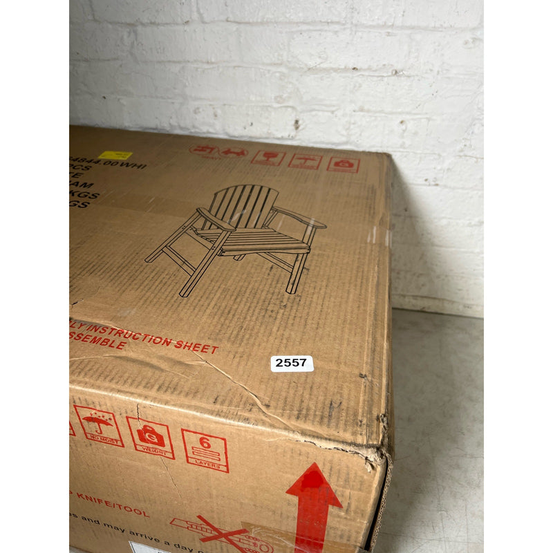 Set of 2 Wooden Adirondack Chairs, Lounger with Arm Rests. White, SEE DETAILS