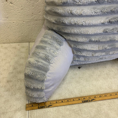 Soft Plush Backrest Pillow 30"W x 17"H Reading Pillow - Gray Fuzzy Stripe Design