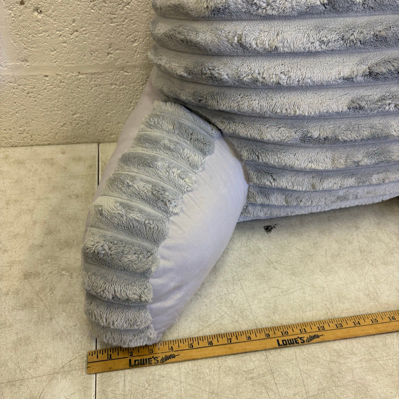 Soft Plush Backrest Pillow 30"W x 17"H Reading Pillow - Gray Fuzzy Stripe Design