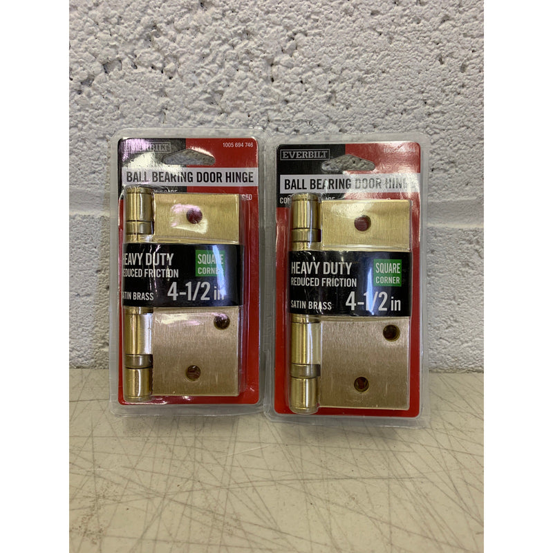 (PACK OF 2) Everbilt Ball Bearing Hinge Square Radius Satin Brass, Commercial