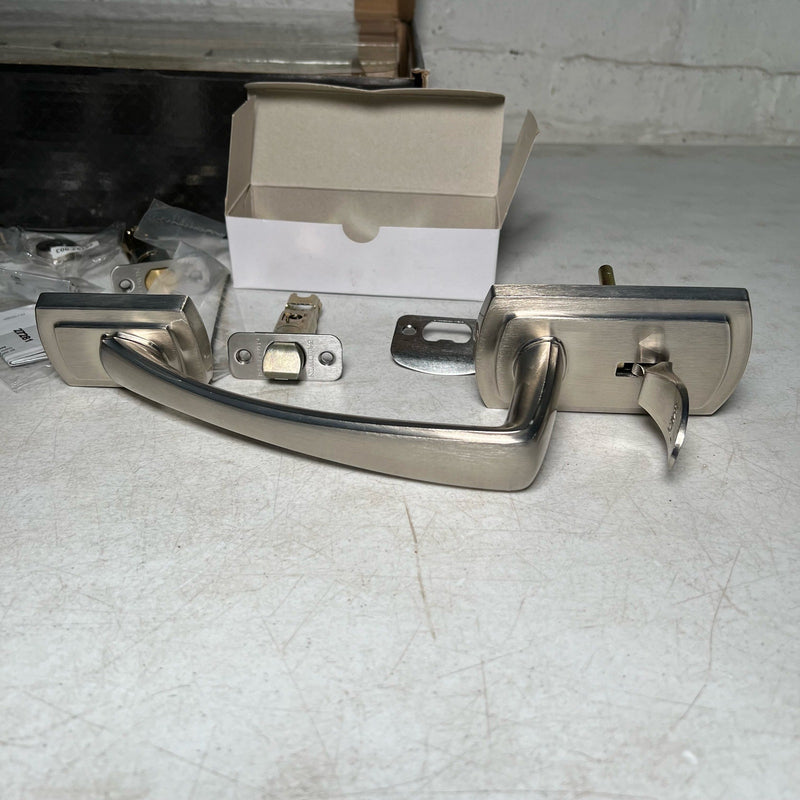 Baldwin Prestige Nautica Satin Nickel Door Handleset, Tobin Door Handle, READ