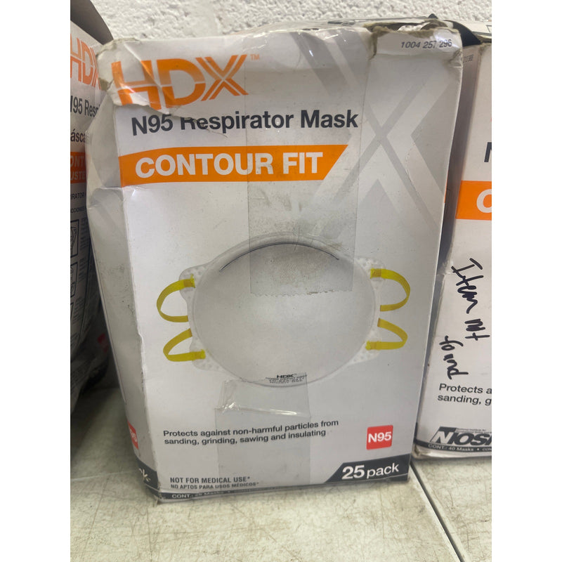 LOT-OF-90 HDX N95 Non Valve Respirator Face Mask, Contour Fit, Head Straps