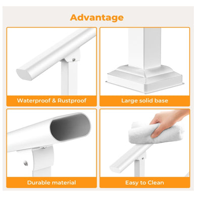 KINBOSD Handrails for Outdoor Steps, 1 to 2 Steps Stair Handrail Iron - White