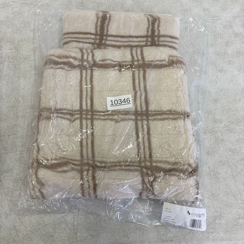 Koolaburra by UGG Pet Melly Vest Dog Sweater 20-21" Collar, Tan Plaid Jacket XL