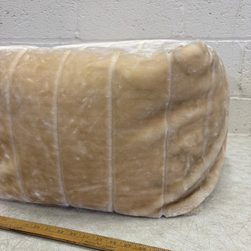 Soft Plush Pouf Ottoman Chair, 22"W x 22"L x 13"H, Living Room - Tan Box Design