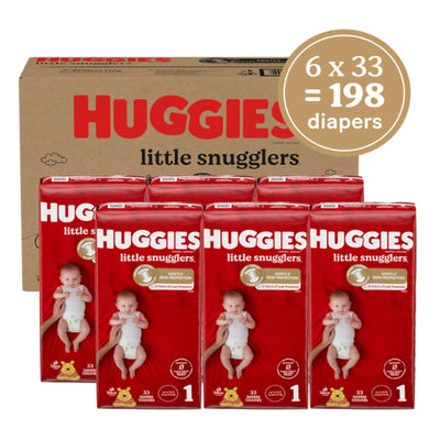 Baby Diapers Size 1 (8-14 lbs), 198ct, Huggies Little Snugglers Newborn Diapers