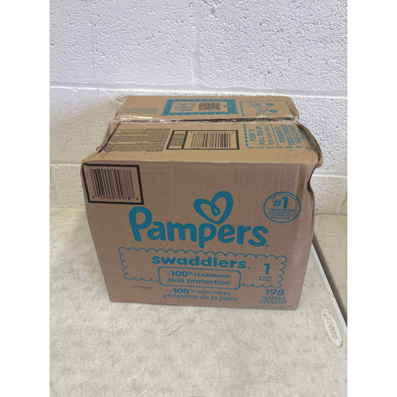 Pampers Baby Diapers Swaddlers, Size 1, 198 Count Ultra Absorbent Disposable