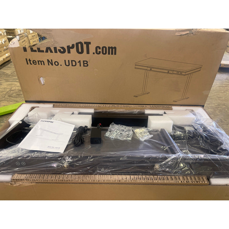 Escritorio de pie eléctrico FLEXISPOT con cajón de 122 x 61 cm y puerto USB, color marrón, UD1B