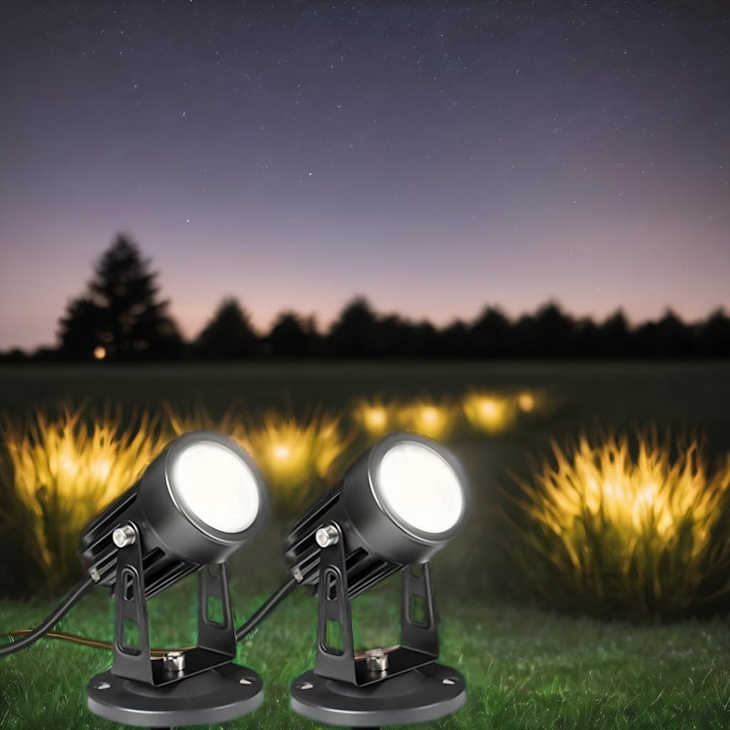 EAGLOD LED Spot Lights Indoor, 3W, 110V, 6 FT Cord w Switch, Spiked Stand Black