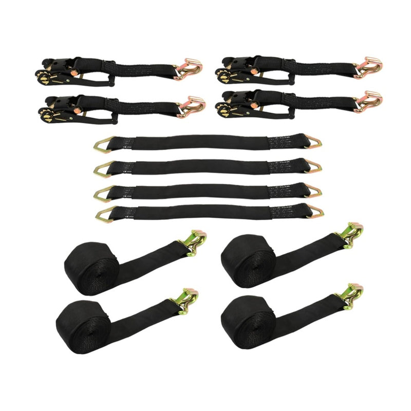 4 Pcs Auto Tie-Down Webbing Strap Belt Double J-Shaped Hook Belt Clip 4 Rings