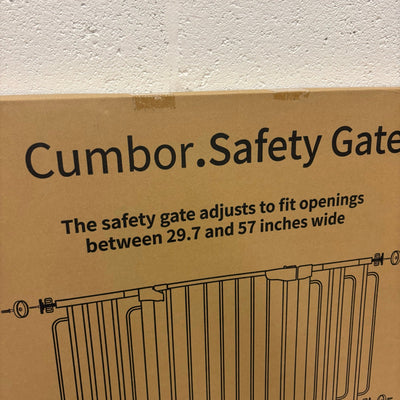 Cumbor 29.7-57" Wide Baby Gate Self Closing Dog Gate Pressure Mounted - Brown